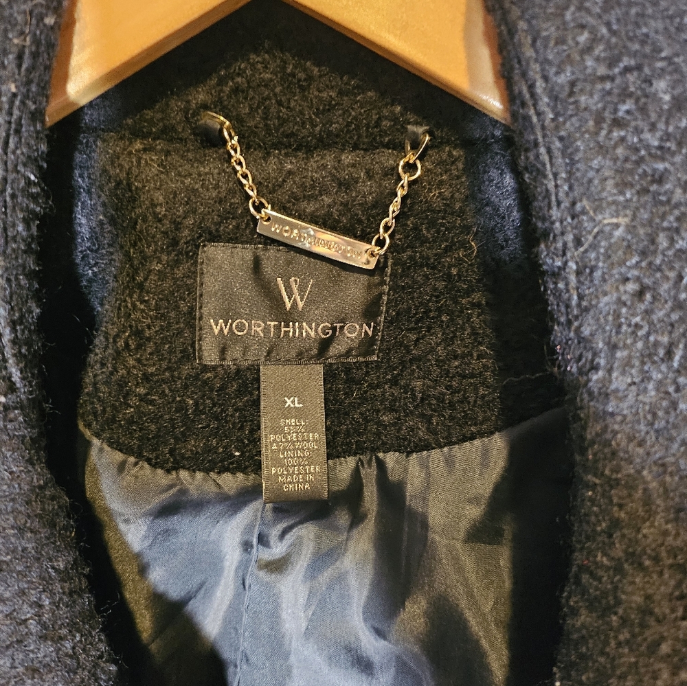 Worthington Black Wool Blend Coat